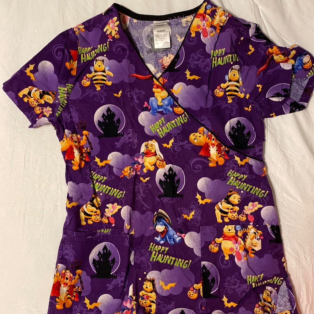 Winnie the Pooh Halloween Scrub Top